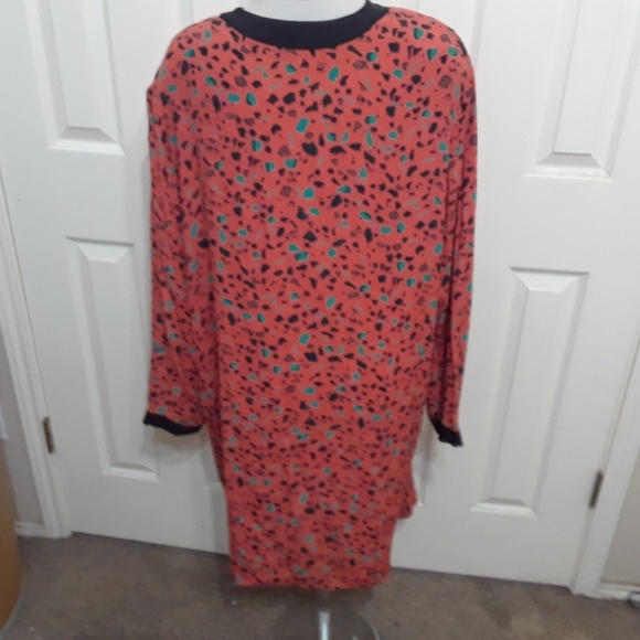 Rare Givenchy En Plus Orange Geometric Dress Vtg - Picture 3 of 4